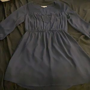 DR2 Navy Blue Dress with Pleating and V neck